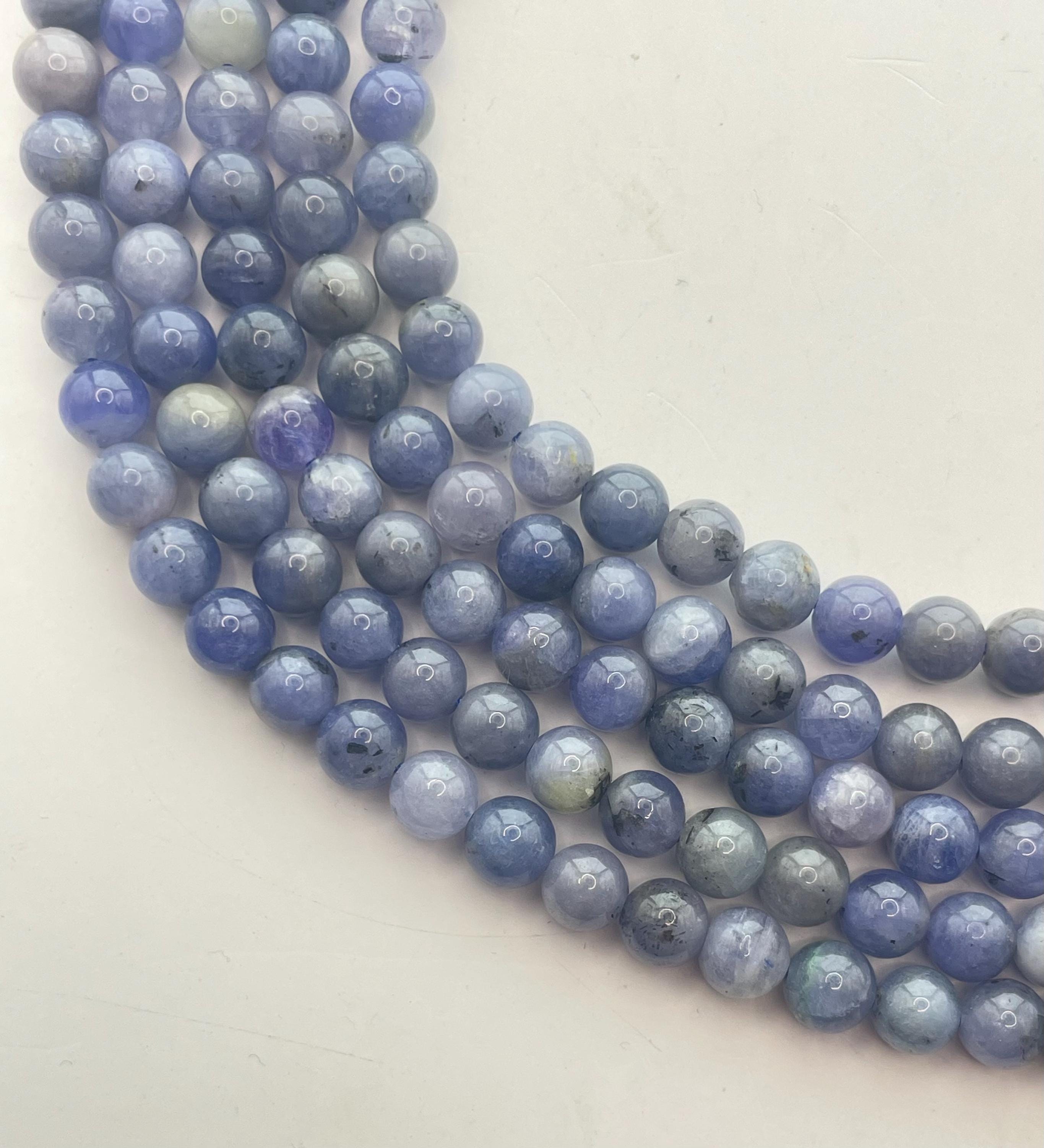 6mm Round Tanzanite Gemstone Beads. 15” Strand Of Periwinkles Blue Beads, 66 Per Strand. Rare And Limited Stock.