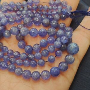 7 Inches strand, Natural Tanzanite Smooth Round Balls Beads, Size  4-6mm