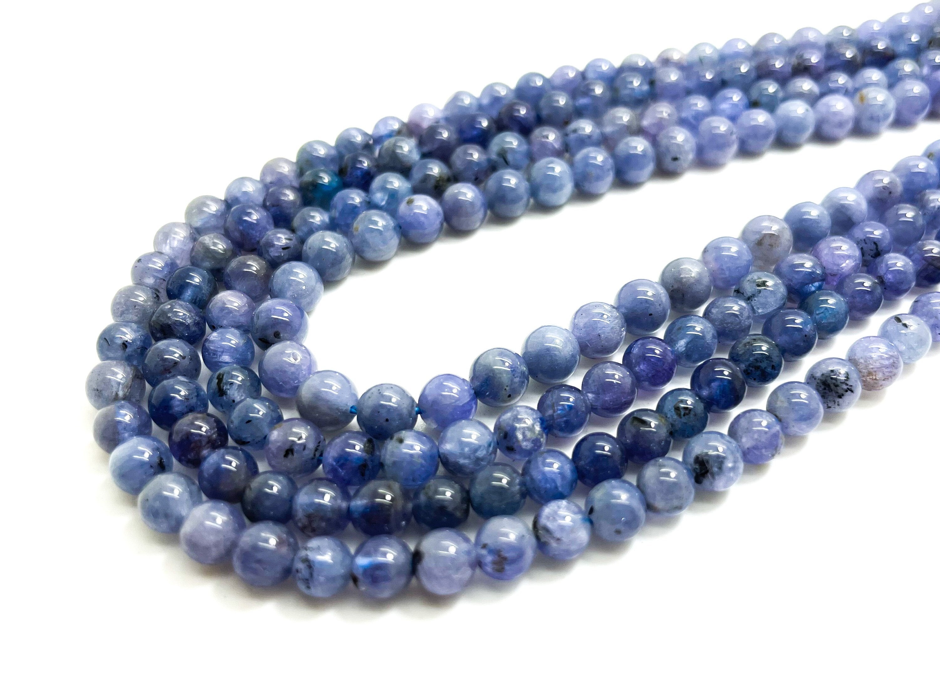 Aaa Tanzanite Gemstone Beads, High Quality Smooth Polished Natural Tanzanite Round 5mm 6mm Gemstone Beads - Rn144