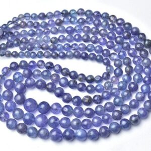 Tanzanite Round Beads - 8 Inches - Natural Beautiful Tanzanite Smooth Balls Round Beads Strand -  Size is 4.5- 7mm #2237