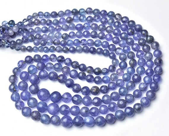 Tanzanite Round Beads - 8 Inches - Natural Beautiful Tanzanite Smooth Balls Round Beads Strand - Size Is 4.5- 7mm #2237