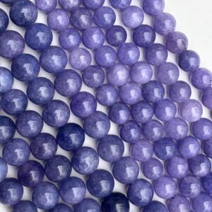 Blue “tanzanite” Chalcedony Gemstone Beads. 15" Strand High Quality Round Beads, Available 8-10mm. Dyed Tanzanite Colored “jade”.