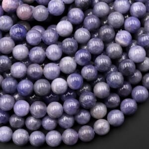 Real Genuine Natural Tanzanite Round Beads 4mm 6mm 8mm Purple Blue Gemstone 15.5" Strand