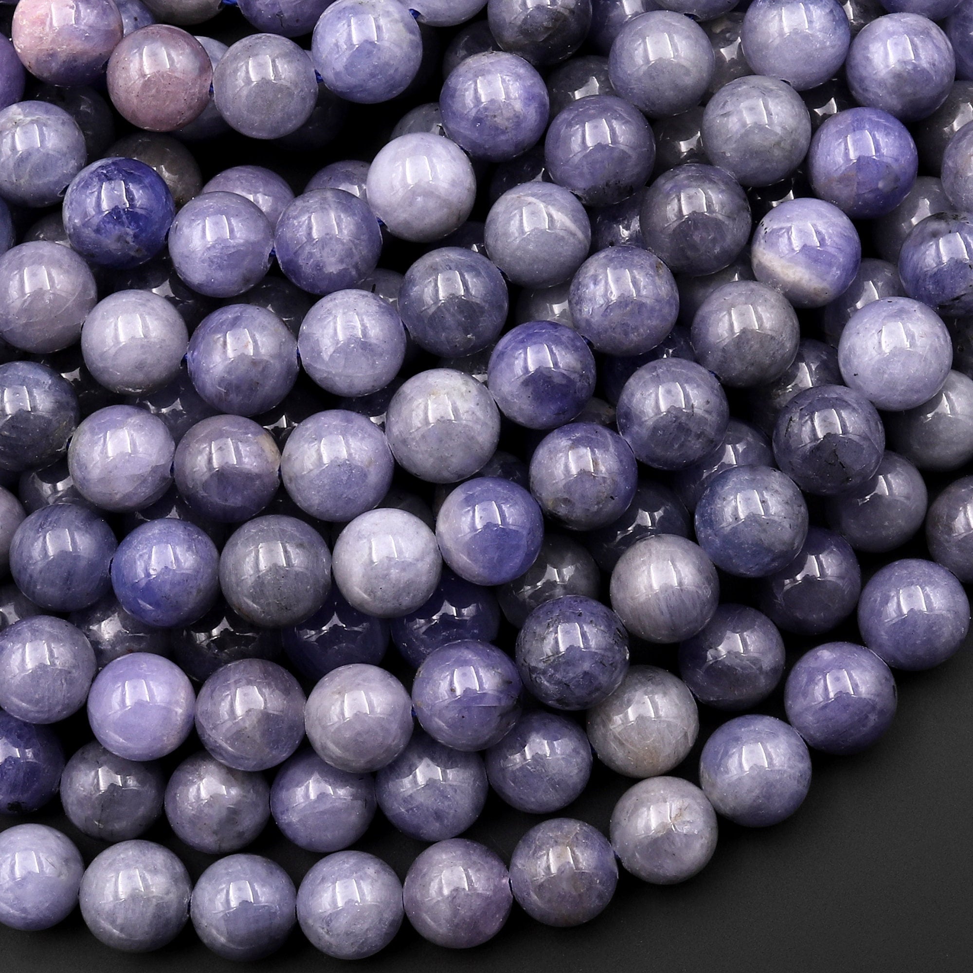 Real Genuine Natural Tanzanite Round Beads 4mm 6mm 8mm Purple Blue Gemstone 15.5" Strand