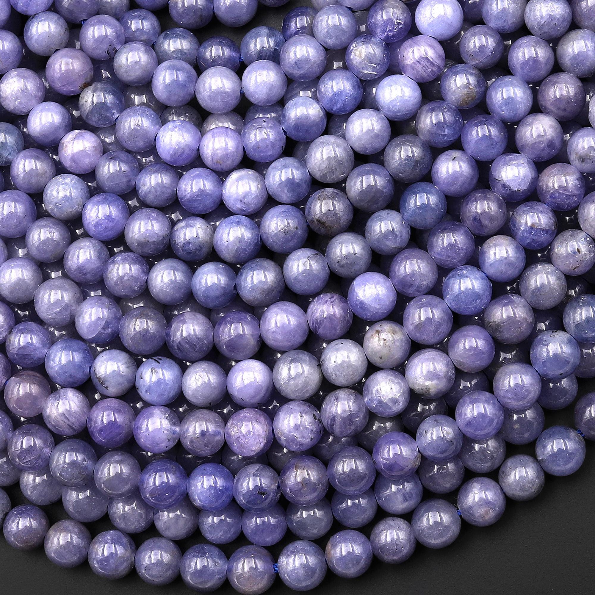 Real Genuine Natural Tanzanite Round Beads 5mm Purple Blue Gemstone 15.5" Strand