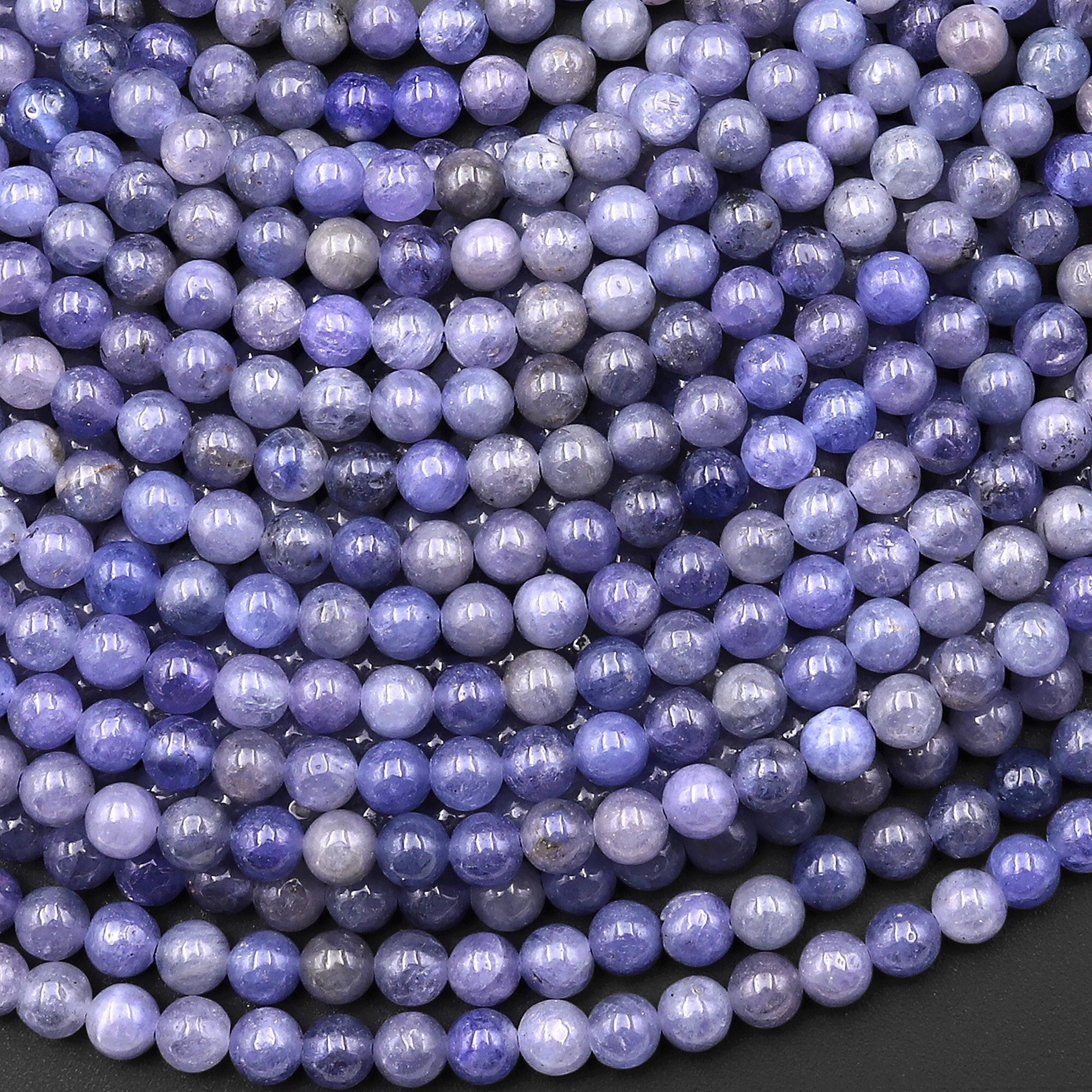 Real Genuine Natural Tanzanite 4mm Smooth Round Beads Gemstone 15.5" Strand Real Genuine Natural Tanzanite 4mm Smooth Round Beads Gemstone 15.5" Strand