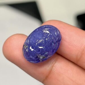 28.94 Carat Natural Tanzanite Flower Carving, 20.70x14.90x11.80 Mm, Genuine Carved Tanzanite For Making Pendant