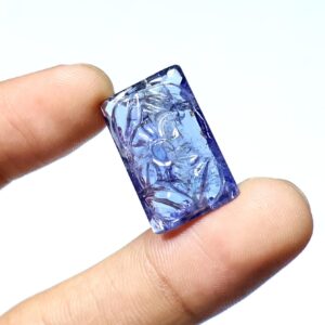 Blue Tanzanite Flower Carving: December Birthstone, Loose Gemstone (17.30 Ct, 21x13.50mm)