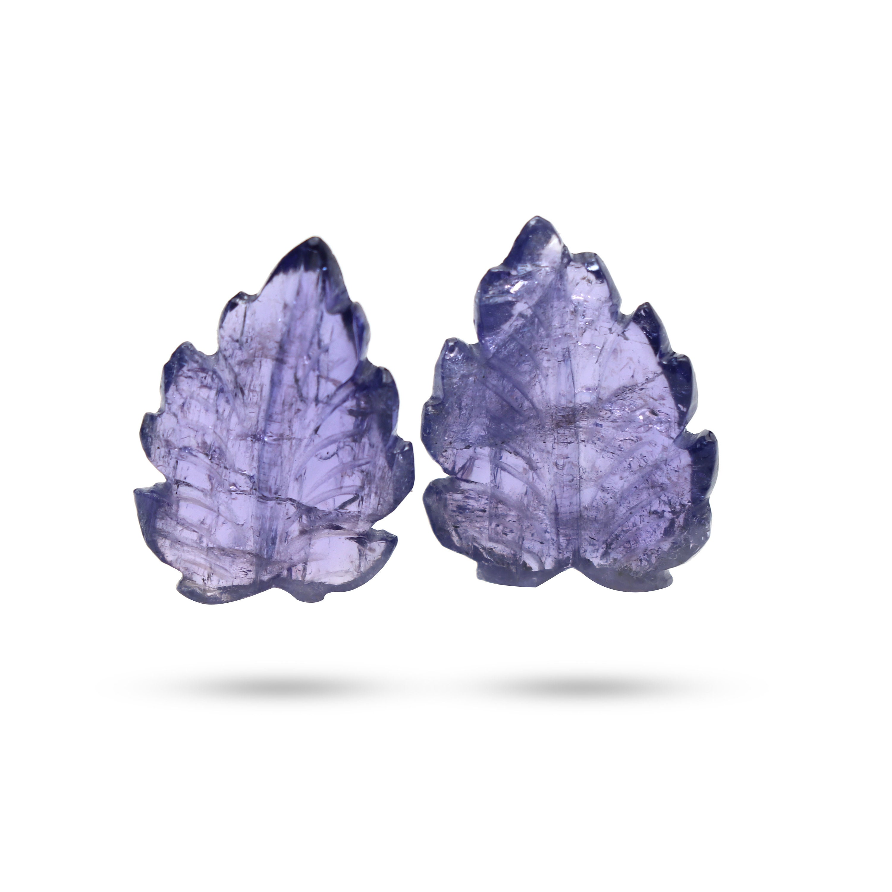 Tanzanite Leaf Carving Loose Gemstone, 17x23.5 Mm To 18.5x24 Mm, Tanzanite Carving, Tanzanite Leaf Jewelry Making Gemstone, Set Of 2 Pieces