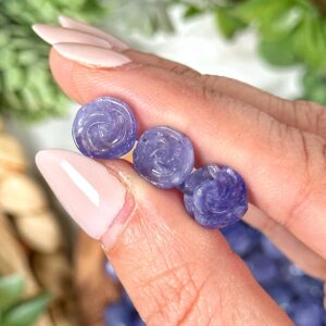 Tanzanite Mini Rose | 2g | - No. 931 (polished Blue Crystal Flower Carving, Third-eye Chakra, Intuition)