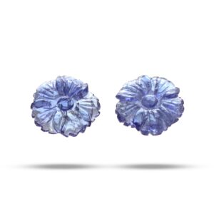 Natural Tanzanite Carving Flower Loose Gemstone, 17x17 mm, Tanzanite Flower Handmade Jewelry Making Gemstone, Pair ( 2 Pieces )