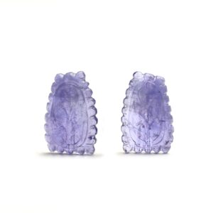 Natural Tanzanite Carving Organic Loose Gemstone, 16x25 Mm, Tanzanite Handmade Jewelry Gift For Women, Set Of 2 Pieces (pair)