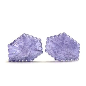 Natural Tanzanite Carving Organic Loose Gemstone, 22x26 Mm, Tanzanite Handmade Jewelry Making Gemstone, Pair ( 2 Pieces )