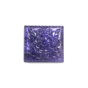 Natural Tanzanite Carving Rectangle Loose Gemstone | 40x36x7 Mm | Tanzanite Carving Gemstone | 1 Piece