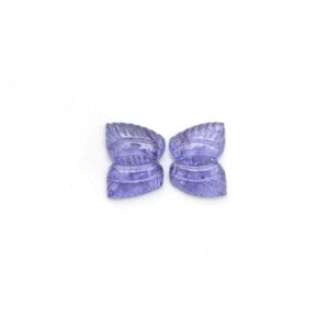 Natural Tanzanite Carving Wings Loose Gemstone, 13.5x17.5 Mm, Tanzanite Jewelry Making Gemstone, Pair ( 2 Pieces )