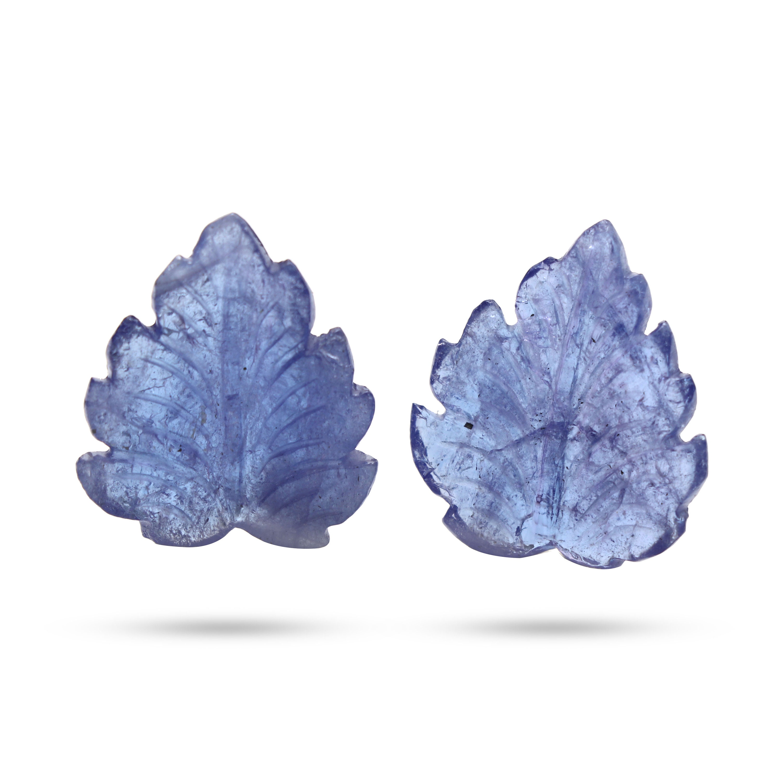 Natural Tanzanite Leaf Carving Loose Gemstone, 21x24 Mm, Tanzanite Carving, Tanzanite Leaf Jewelry Making Gemstone, Pair ( 2 Pieces )