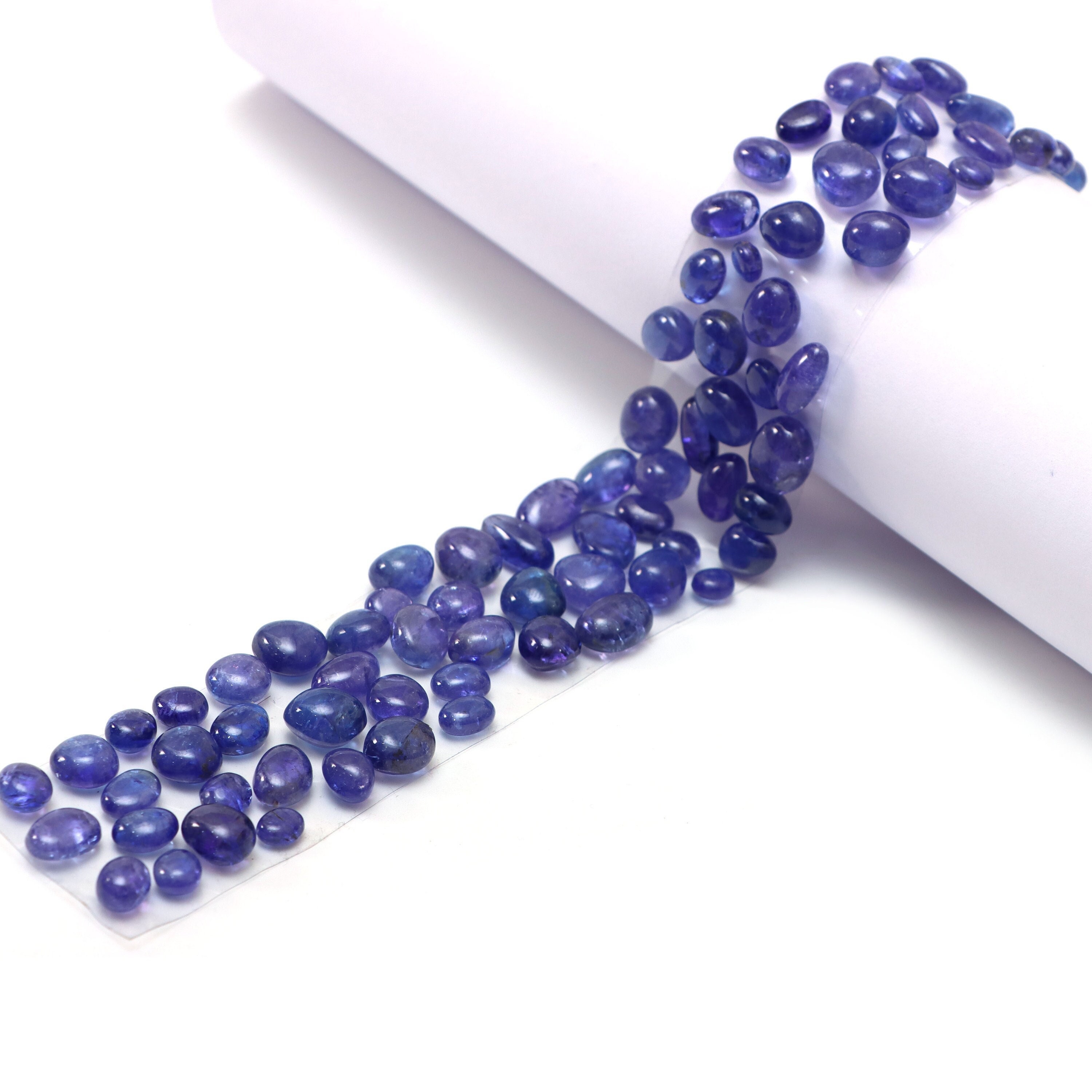 Natural Tanzanite Smooth Tumble Loose Gemstone , 5x6 Mm To 9x13.5 Mm, Tanzanite Jewelry Making Gemstone, Set Of 84 Pieces