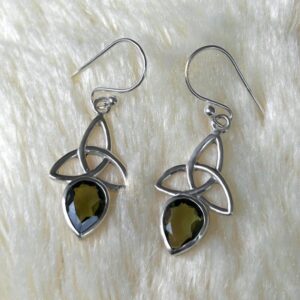 Teardrop Moldavite Earrings: 925 Sterling Silver Dangle Gemstone