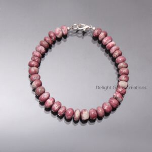 AAA Pink Thulite Gemstone Bracelet - 6-8mm Smooth Rondelle Beads, Elegant Rare Gemstone Jewelry - Handmade Bracelet - Gift for Her