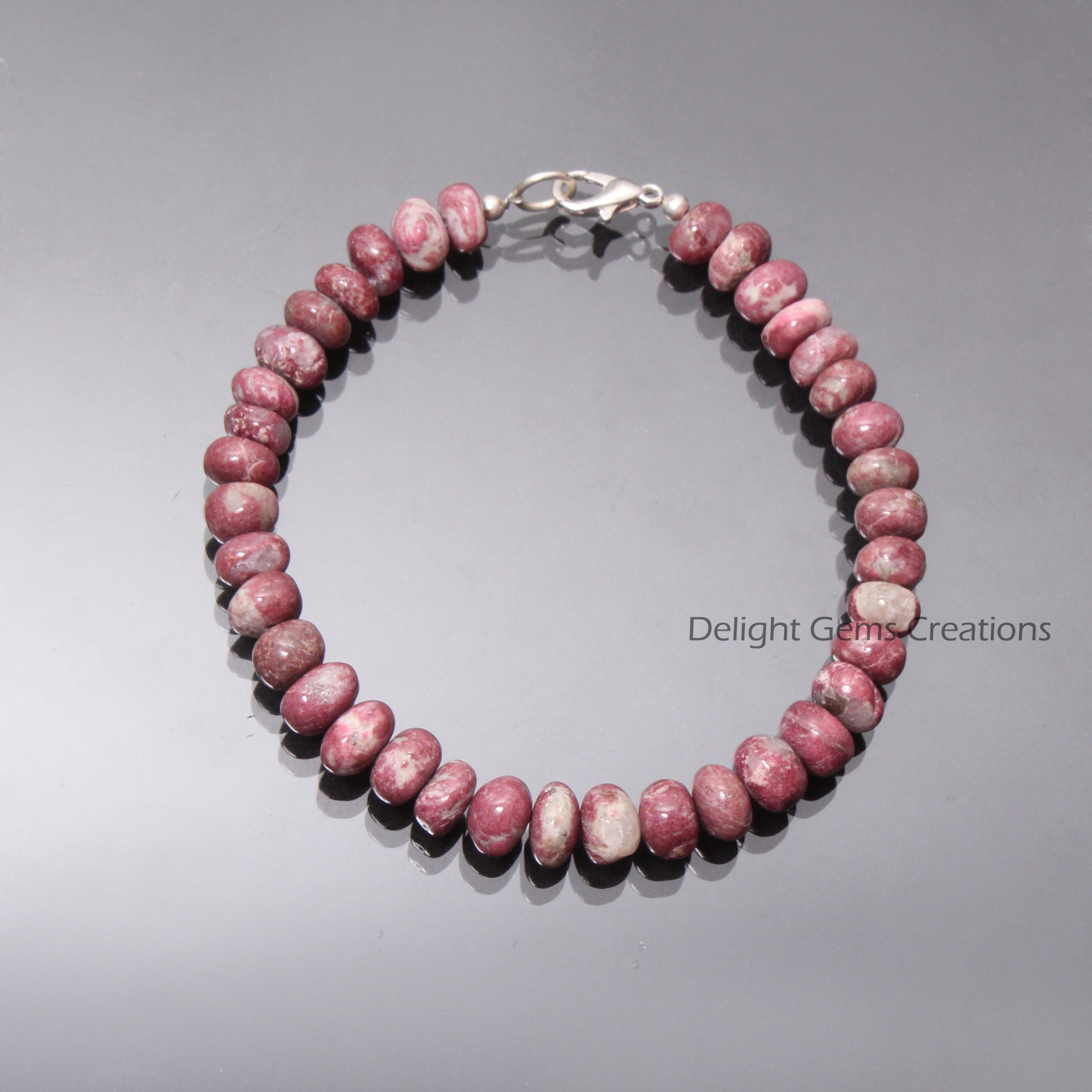 Aaa Pink Thulite Gemstone Bracelet - 6-8mm Smooth Rondelle Beads, Elegant Rare Gemstone Jewelry - Handmade Bracelet - Gift For Her