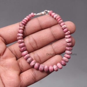 Authentic Shaded thulite beaded bracelet-8mm smooth rondelle pink gemstone jewelry-AAA fine beads-stone jewelry-engagement gifts-Jewelry