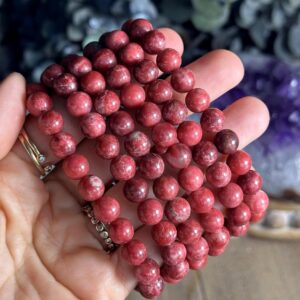 Thulite Bead Bracelet, 8mm, Rare