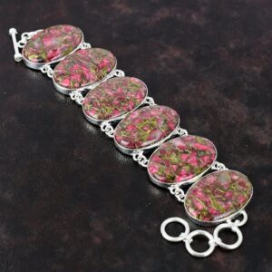 Copper Thulite Bracelet: Handmade 925 Sterling Silver Adjustable Jewelry