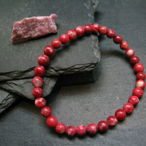 Thulite Genuine Bracelet ~ 7 Inches ~ 6mm Round Beads