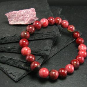 Thulite Genuine Bracelet ~ 7 Inches ~ 8mm Round Beads