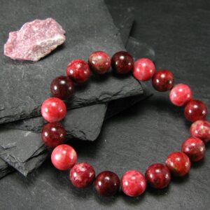 Thulite Genuine Bracelet ~ 7 Inches ~ 10mm Round Beads