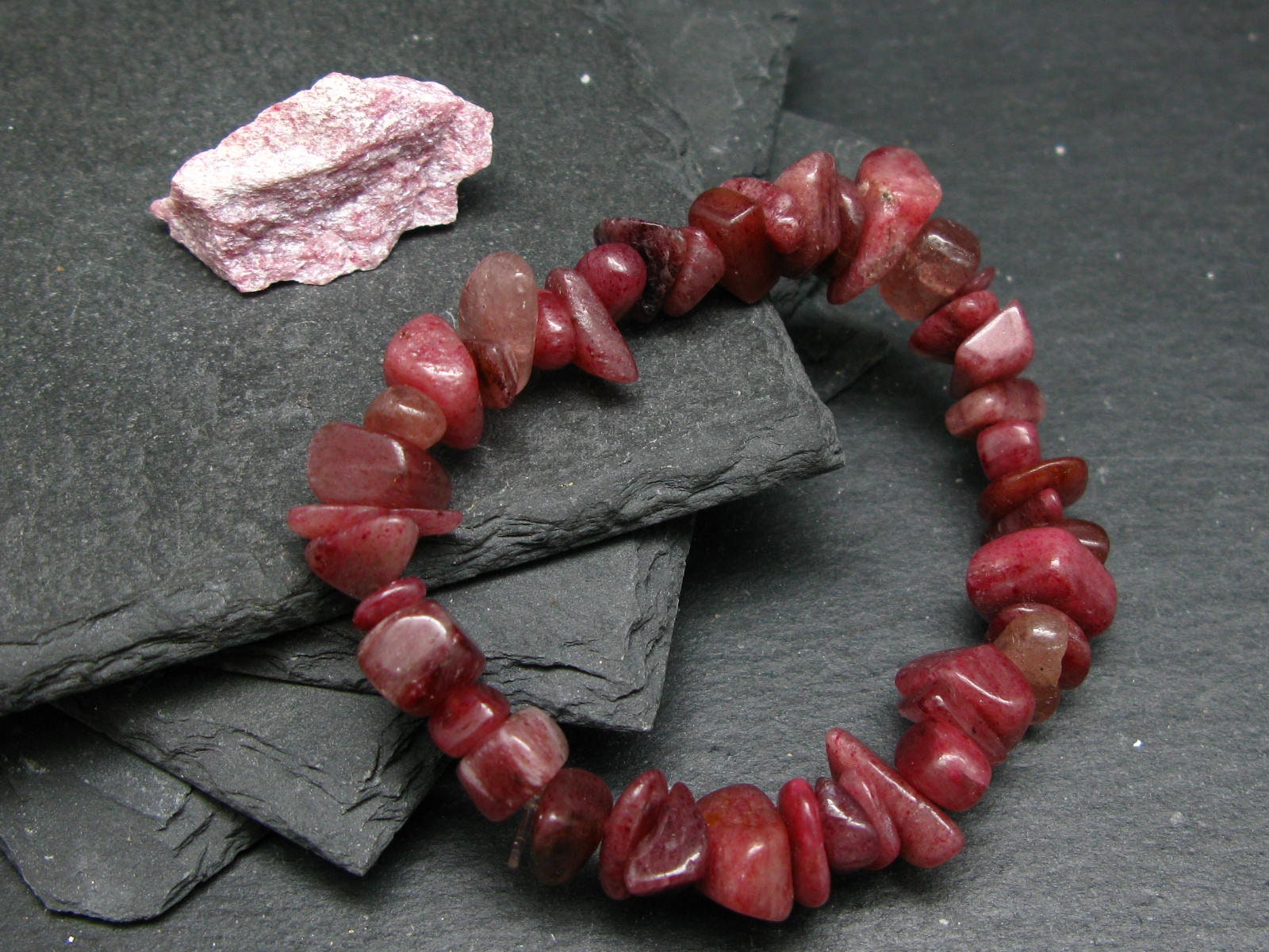 Thulite Genuine Bracelet ~ 7 Inches ~ 10mm Tumbled Beads