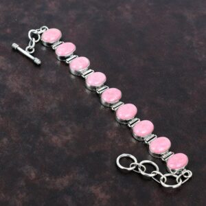 Handmade Thulite Bracelet: 925 Sterling Silver Adjustable Gemstone Jewelry