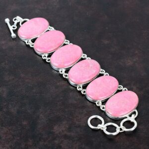 Handmade Thulite Bracelet: 925 Sterling Silver Adjustable Jewelry