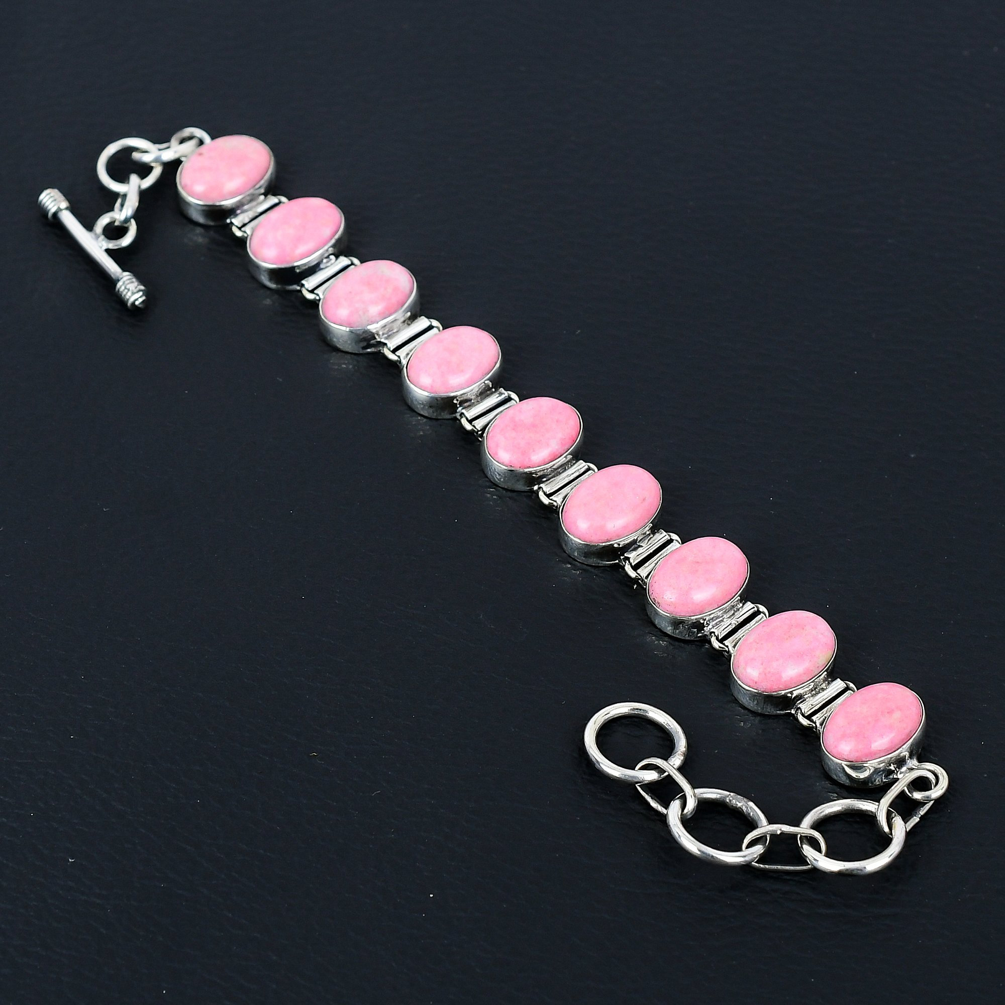 Thulite Bracelet: Handmade 925 Sterling Silver Adjustable Gemstone Jewelry Thulite Bracelet: Handmade 925 Sterling Silver Adjustable Gemstone Jewelry