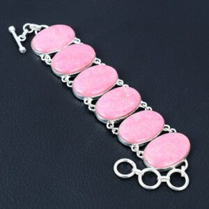 Handmade Thulite Gemstone Bracelet: 925 Sterling Silver Adjustable Chain