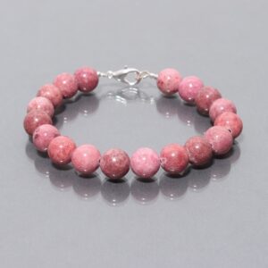 Natural Thulite Gemstone Bracelet | 10mm Pink Thulite Smooth Round Bead Bracelet | Semi-Precious Stone Jewelry