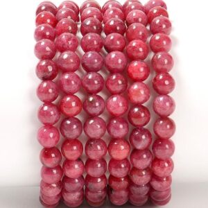 Natural Thulite Gemstone Round Bracelet 6MM 6-7MM 7.5 inch Strand (S34)