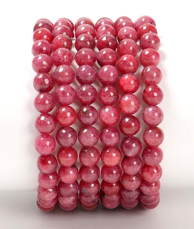 Natural Thulite Gemstone Round Bracelet 6mm 6-7mm 7.5 Inch Strand (s34)