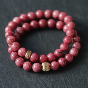 Rare Thulite 8mm | AAAA+ thulite, vibrant thulite bracelet | Pink THULITE Bracelet | Thulite for love, gratitude, healing #0298