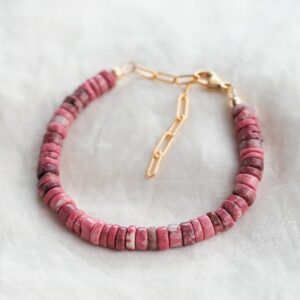 Rare Thulite | unique natural thulite, vibrant thulite bracelet | Pink THULITE Bracelet | Thulite for love, gratitude, healing W