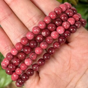 Thulite Bracelet | 6-8mm | - No. 752 (polished Red Crystal Jewelry, Heart Chakra, Compassion)