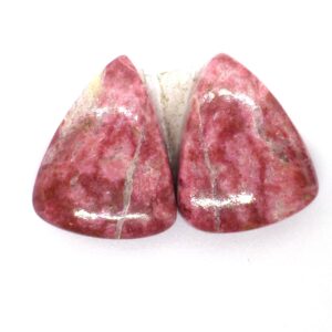 13.635 Carats Thulite Cabochons Cabochon Pair Rosaline Pink Manganese Verrigated Rare Unique Unusual Gemstone Handmade Norway Norwegian