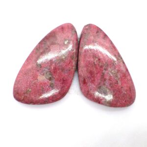 14.295 Carats Thulite Cabochons Cabochon Pair Rosaline Pink Manganese Verrigated Rare Unique Unusual Gemstone Handmade Norway Norwegian
