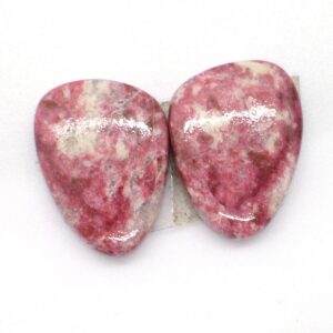 15.595 Carats Thulite Cabochons Cabochon Pair Rosaline Pink Manganese Verrigated Rare Unique Unusual Gemstone Handmade Norway Norwegian