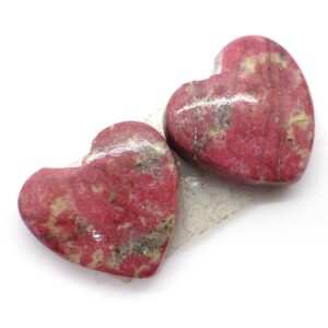 16.165 Carats Thulite Cabochons Cabochon Pair Hearts Rosaline Pink Manganese Verrigated Rare Unique Gemstone Handmade Norway Norwegian