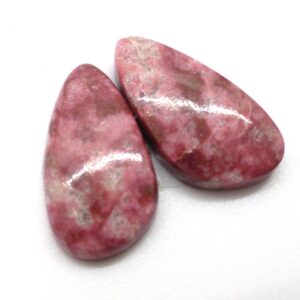 17.915 Carats Thulite Cabochons Cabochon Pair Rosaline Pink Manganese Verrigated Rare Unique Unusual Gemstone Handmade Norway Norwegian