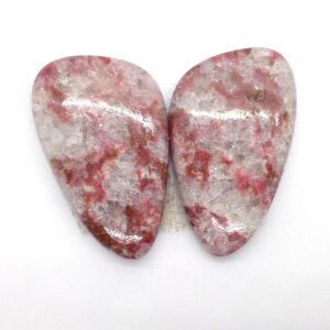 17.940 Carats Thulite Cabochons Cabochon Pair Rosaline Pink Manganese Verrigated Rare Unique Unusual Gemstone Handmade Norway Norwegian