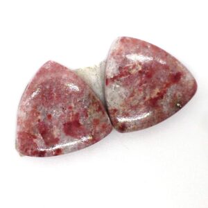 18.165 Carats Thulite Cabochons Cabochon Pair Rosaline Pink Manganese Verrigated Rare Unique Unusual Gemstone Handmade Norway Norwegian
