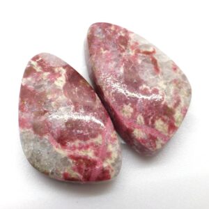23.355 Carats Thulite Cabochons Cabochon Pair Rosaline Pink Manganese Verrigated Rare Unique Unusual Gemstone Handmade Norway Norwegian 23.355 Carats Thulite Cabochons Cabochon Pair Rosaline Pink Manganese Verrigated Rare Unique Unusual Gemstone Handmade Norway Norwegian
