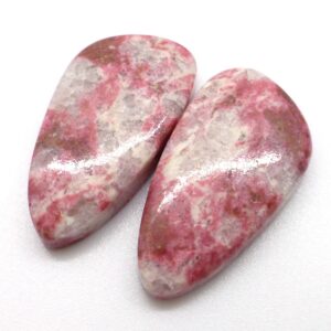 23.365 Carats Thulite Cabochons Cabochon Pair Rosaline Pink Manganese Verrigated Rare Unique Unusual Gemstone Handmade Norway Norwegian 23.365 Carats Thulite Cabochons Cabochon Pair Rosaline Pink Manganese Verrigated Rare Unique Unusual Gemstone Handmade Norway Norwegian